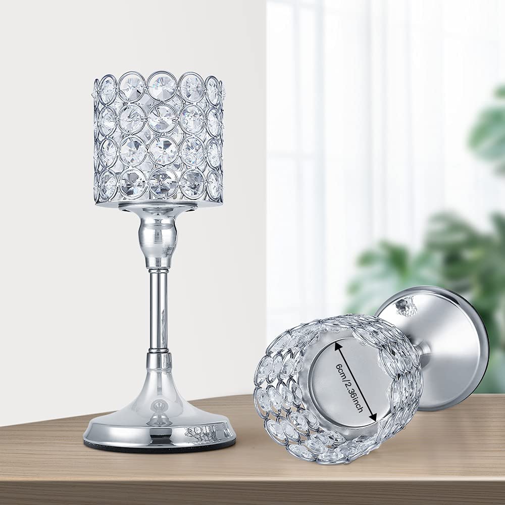 Silver Crystal Cylinder Candlestick